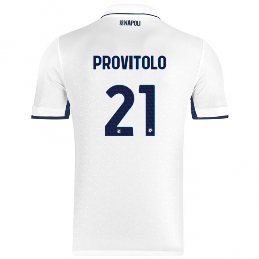 Kandiny Gyermek Vincenzo Provitolo #21 Fehér Royal Blue Idegenbeli Jersey 2024/25 Mez Póló Ing