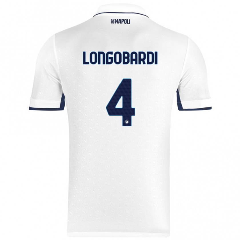 Kandiny Gyermek Salvatore Longobardi #4 Fehér Royal Blue Idegenbeli Jersey 2024/25 Mez Póló Ing