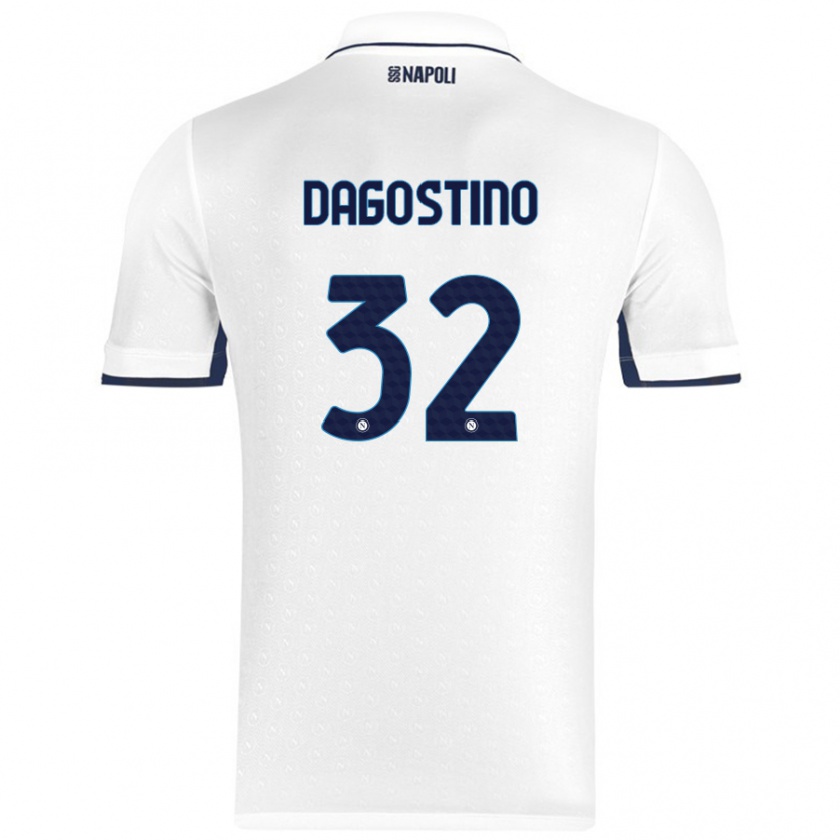 Kandiny Gyermek Giuseppe Dagostino #32 Fehér Royal Blue Idegenbeli Jersey 2024/25 Mez Póló Ing