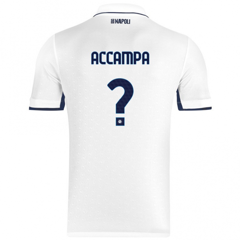 Kandiny Gyermek Davide Accampa #0 Fehér Royal Blue Idegenbeli Jersey 2024/25 Mez Póló Ing