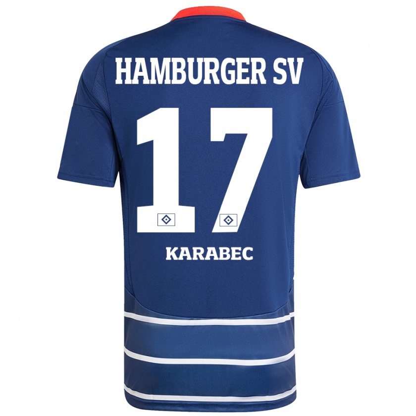 Kandiny Gyermek Adam Karabec #17 Sötétkék Idegenbeli Jersey 2024/25 Mez Póló Ing