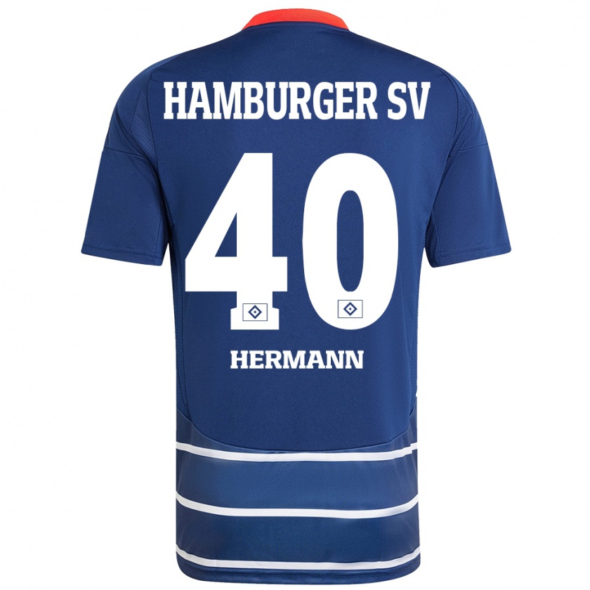 Kandiny Gyermek Hannes Hermann #40 Sötétkék Idegenbeli Jersey 2024/25 Mez Póló Ing