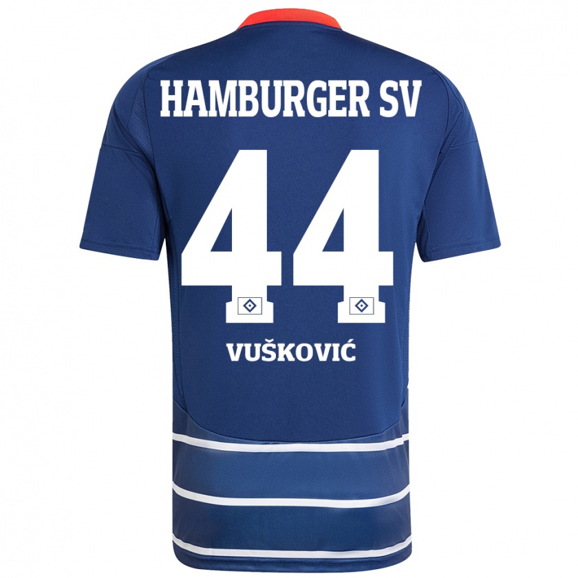 Kandiny Gyermek Mario Vuskovic #44 Sötétkék Idegenbeli Jersey 2024/25 Mez Póló Ing