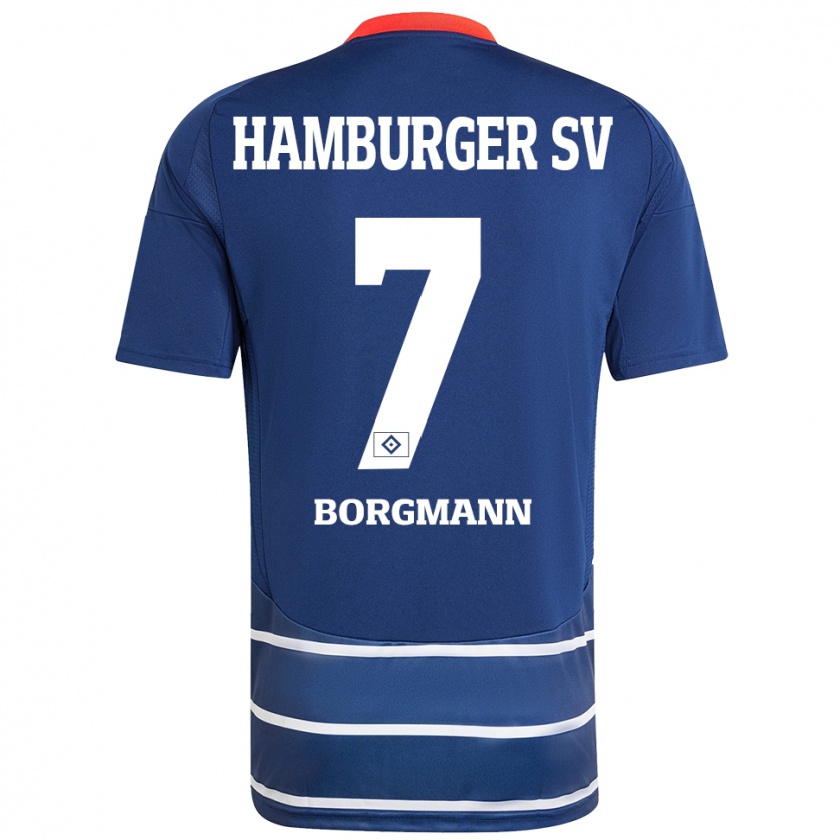 Kandiny Gyermek Marcus Borgmann #7 Sötétkék Idegenbeli Jersey 2024/25 Mez Póló Ing