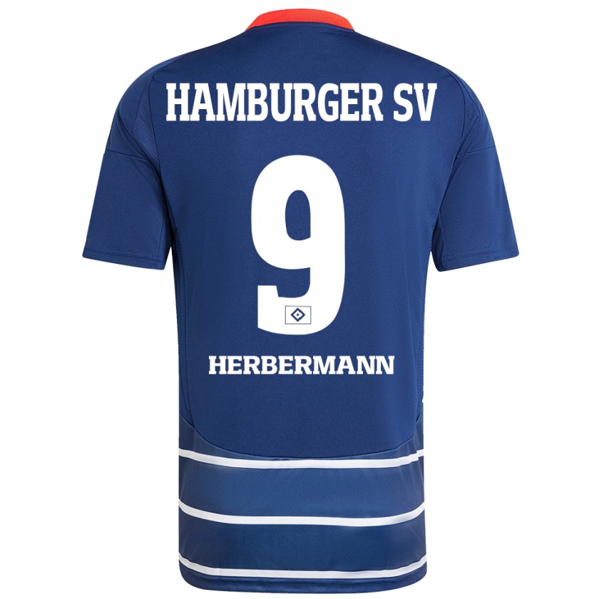 Kandiny Gyermek Kevin Herbermann #9 Sötétkék Idegenbeli Jersey 2024/25 Mez Póló Ing