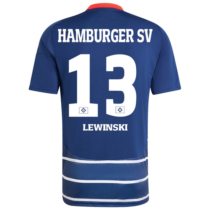 Kandiny Gyermek Fyn-Luca Lewinski #13 Sötétkék Idegenbeli Jersey 2024/25 Mez Póló Ing