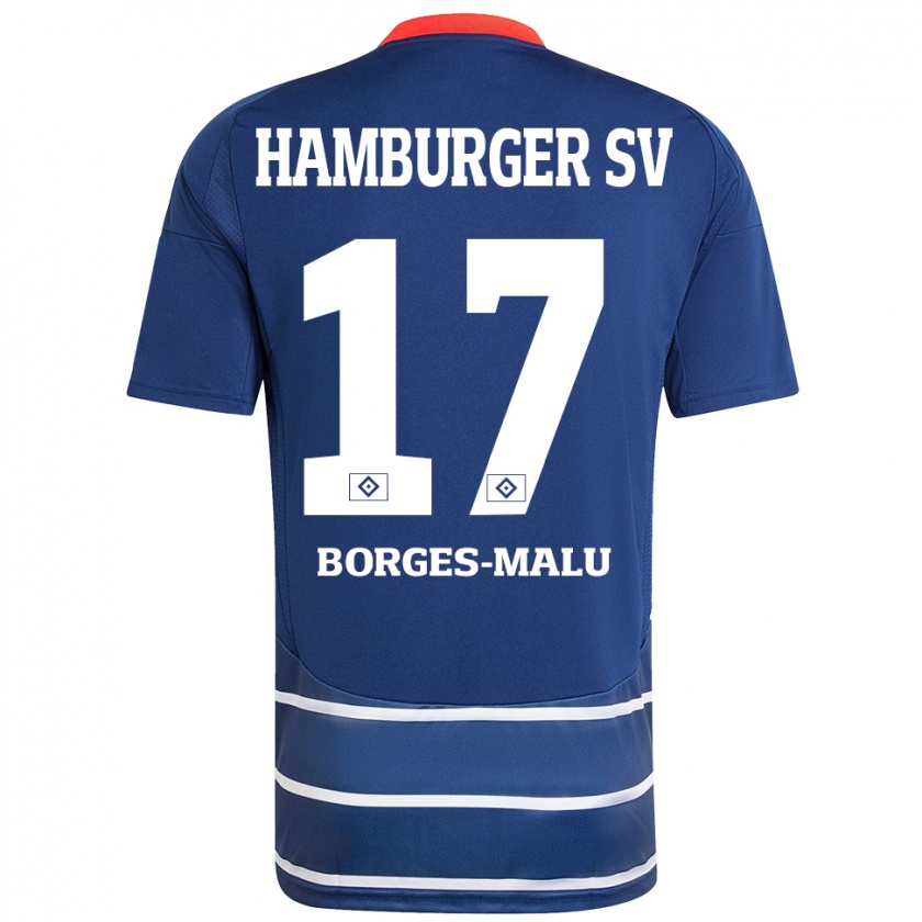 Kandiny Gyermek Louis Borges-Malu #17 Sötétkék Idegenbeli Jersey 2024/25 Mez Póló Ing