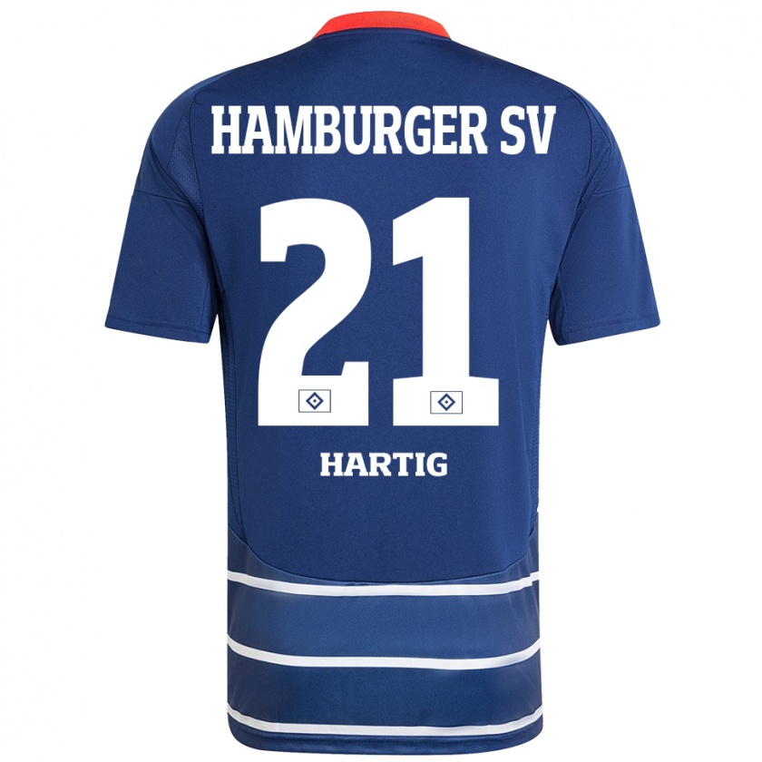 Kandiny Gyermek Jonas-Finn Hartig #21 Sötétkék Idegenbeli Jersey 2024/25 Mez Póló Ing