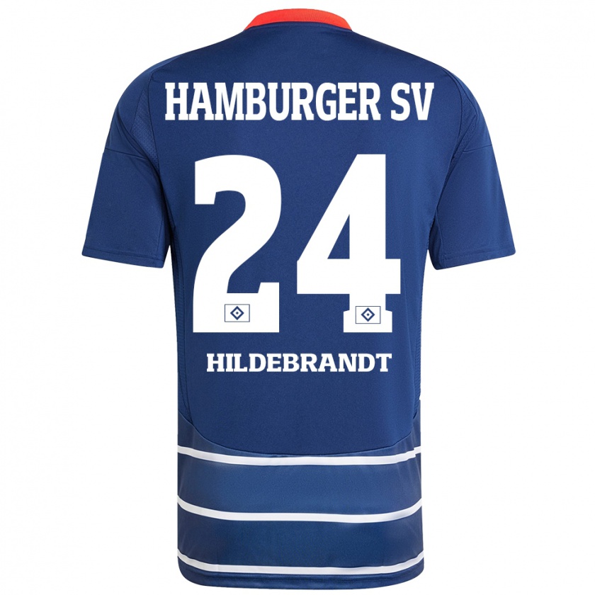 Kandiny Gyermek Tjark Hildebrandt #24 Sötétkék Idegenbeli Jersey 2024/25 Mez Póló Ing