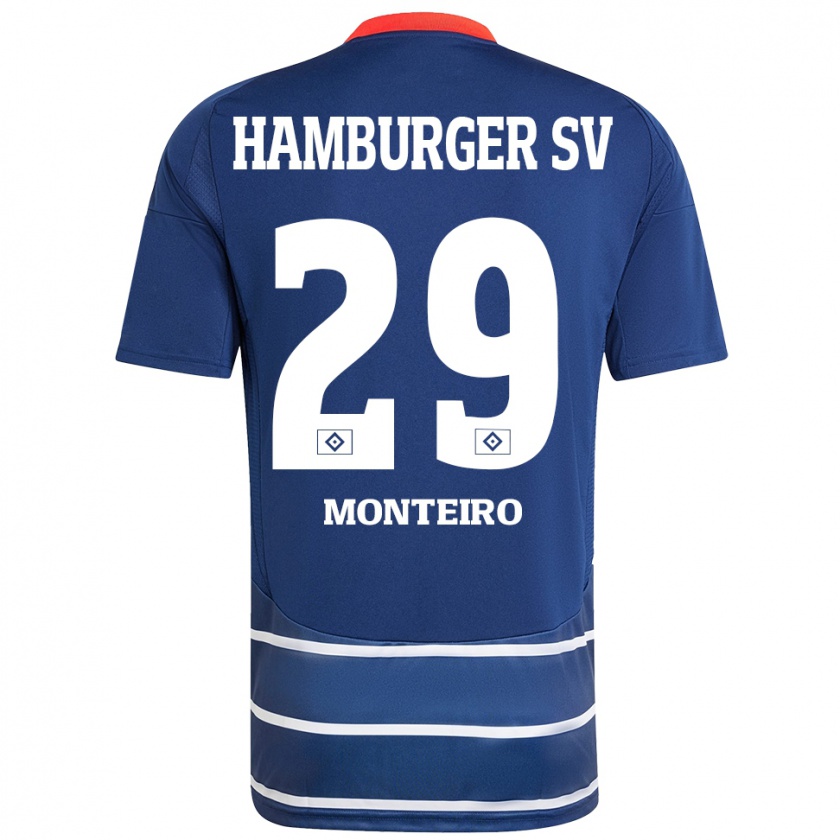 Kandiny Gyermek Alfa Monteiro #29 Sötétkék Idegenbeli Jersey 2024/25 Mez Póló Ing