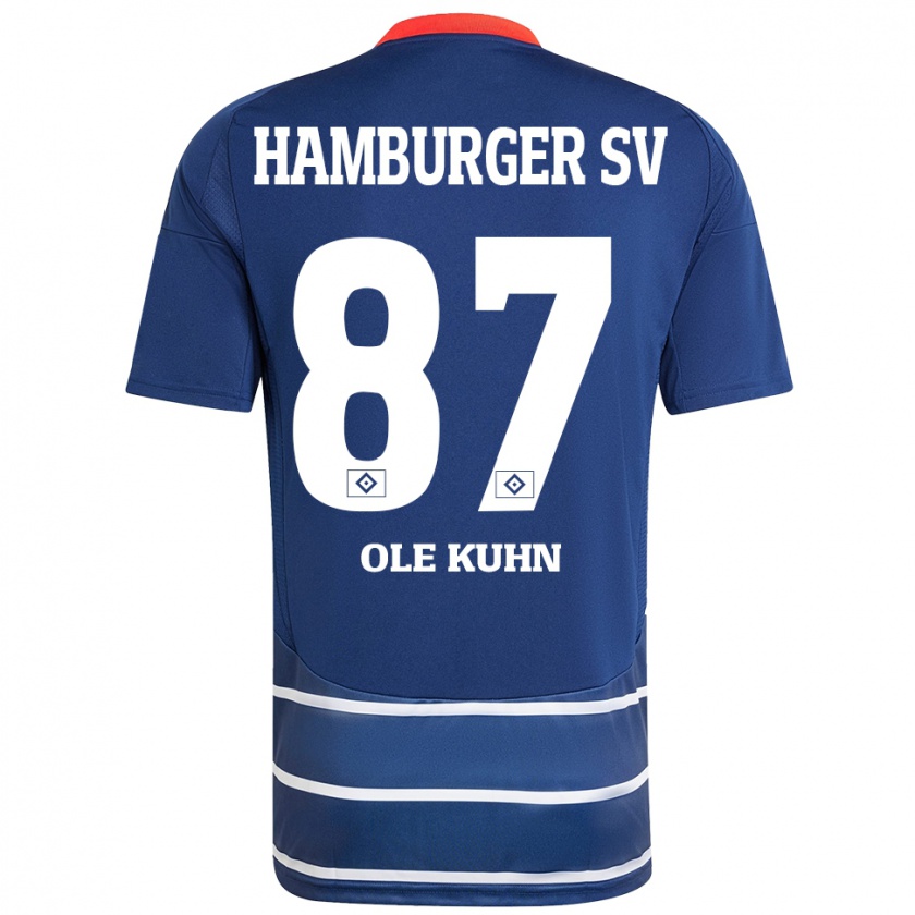 Kandiny Gyermek Niklas Ole Kühn #87 Sötétkék Idegenbeli Jersey 2024/25 Mez Póló Ing