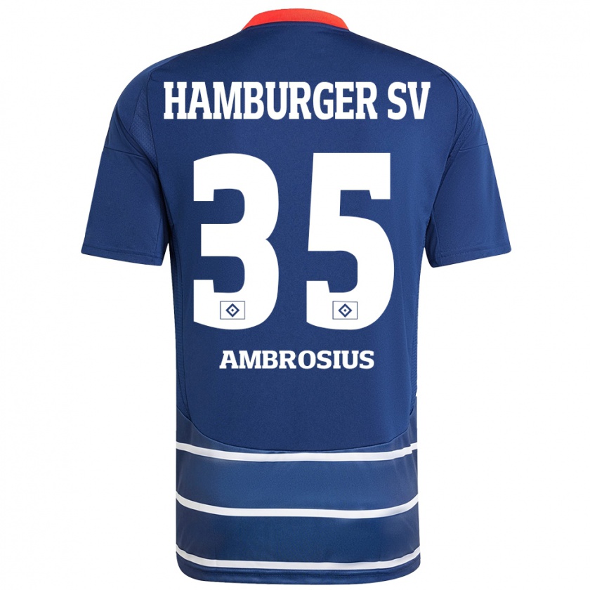 Kandiny Gyermek Stephan Ambrosius #35 Sötétkék Idegenbeli Jersey 2024/25 Mez Póló Ing