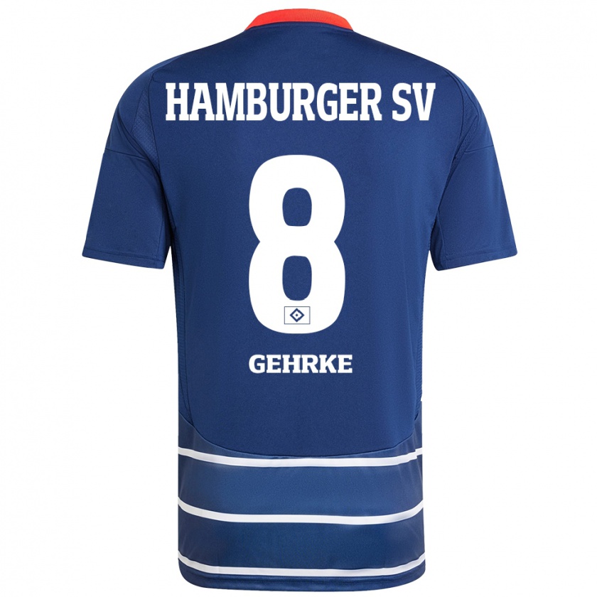 Kandiny Gyermek Stefan Gehrke #8 Sötétkék Idegenbeli Jersey 2024/25 Mez Póló Ing