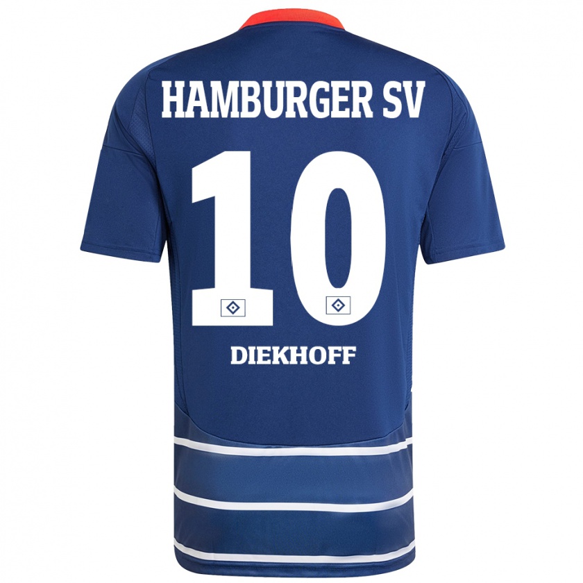 Kandiny Gyermek Hannah Diekhoff #10 Sötétkék Idegenbeli Jersey 2024/25 Mez Póló Ing