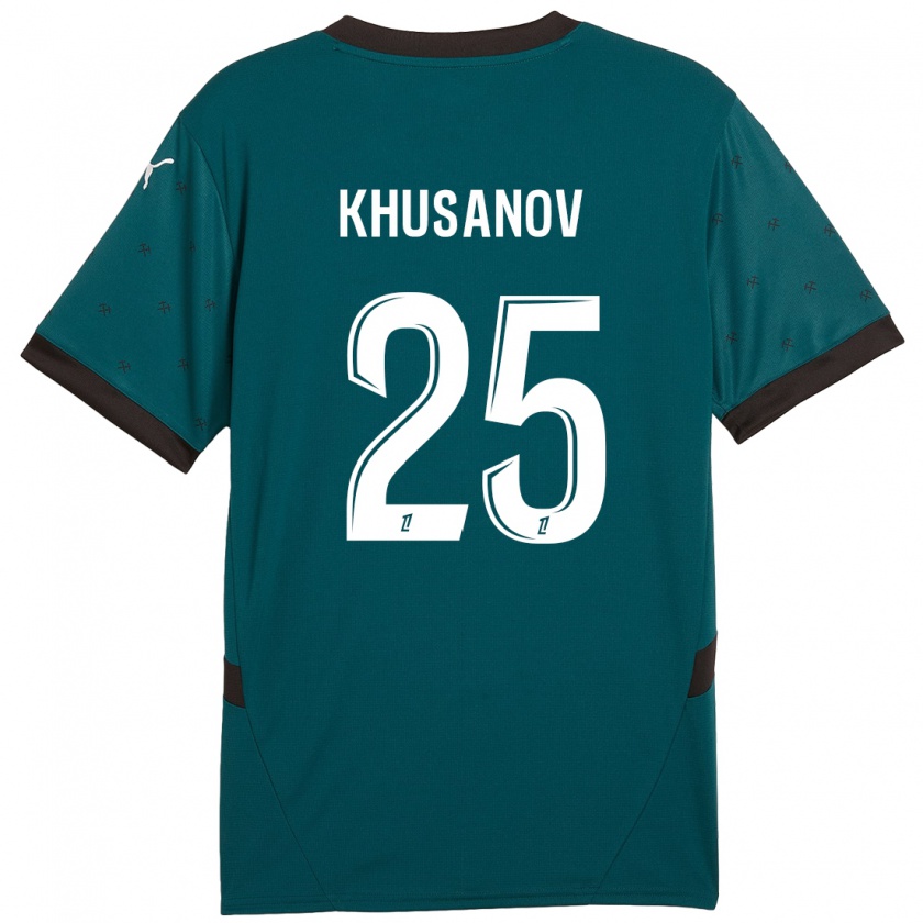 Kandiny Gyermek Abdukodir Khusanov #25 Sötétzöld Idegenbeli Jersey 2024/25 Mez Póló Ing