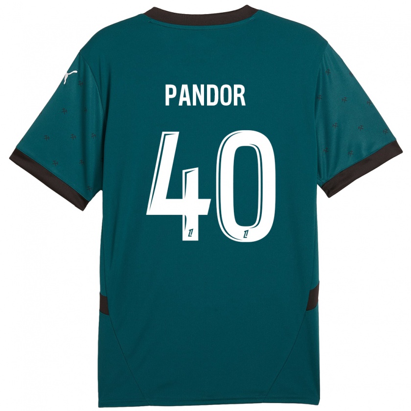 Kandiny Gyermek Yannick Pandor #40 Sötétzöld Idegenbeli Jersey 2024/25 Mez Póló Ing