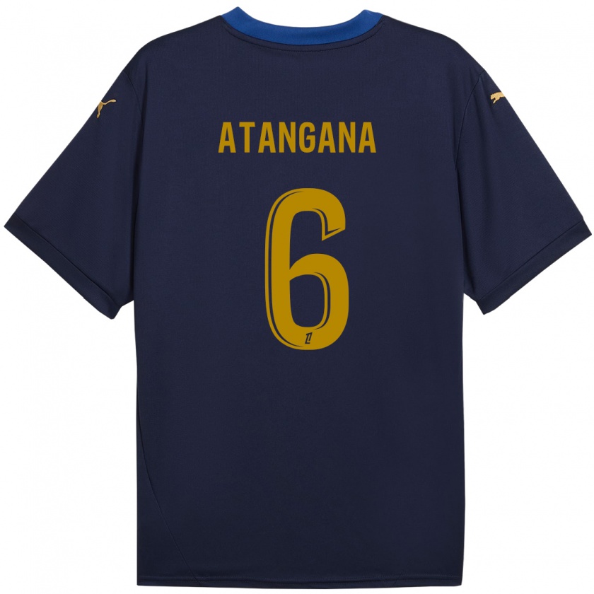 Kandiny Gyermek Valentin Atangana #6 Sötétkék Arany Idegenbeli Jersey 2024/25 Mez Póló Ing