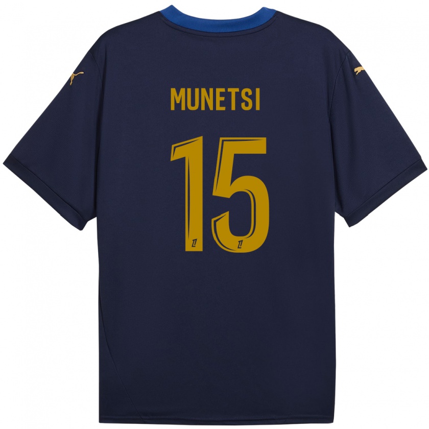 Kandiny Gyermek Marshall Munetsi #15 Sötétkék Arany Idegenbeli Jersey 2024/25 Mez Póló Ing