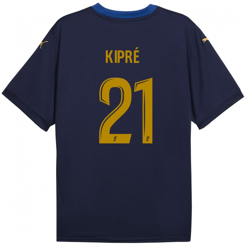 Kandiny Gyermek Cédric Kipré #21 Sötétkék Arany Idegenbeli Jersey 2024/25 Mez Póló Ing