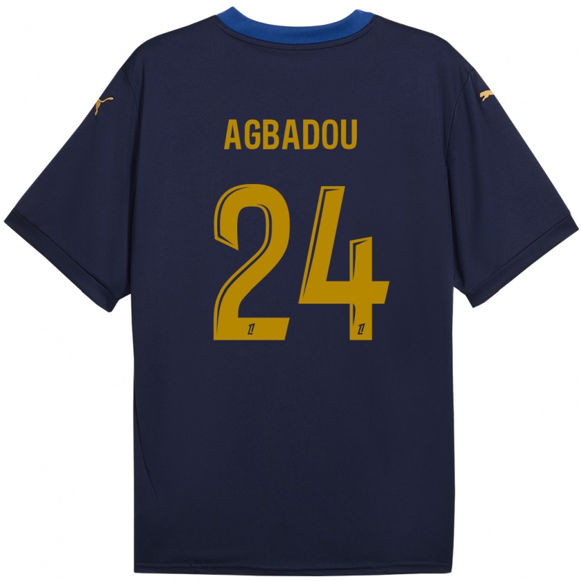 Kandiny Gyermek Emmanuel Agbadou #24 Sötétkék Arany Idegenbeli Jersey 2024/25 Mez Póló Ing