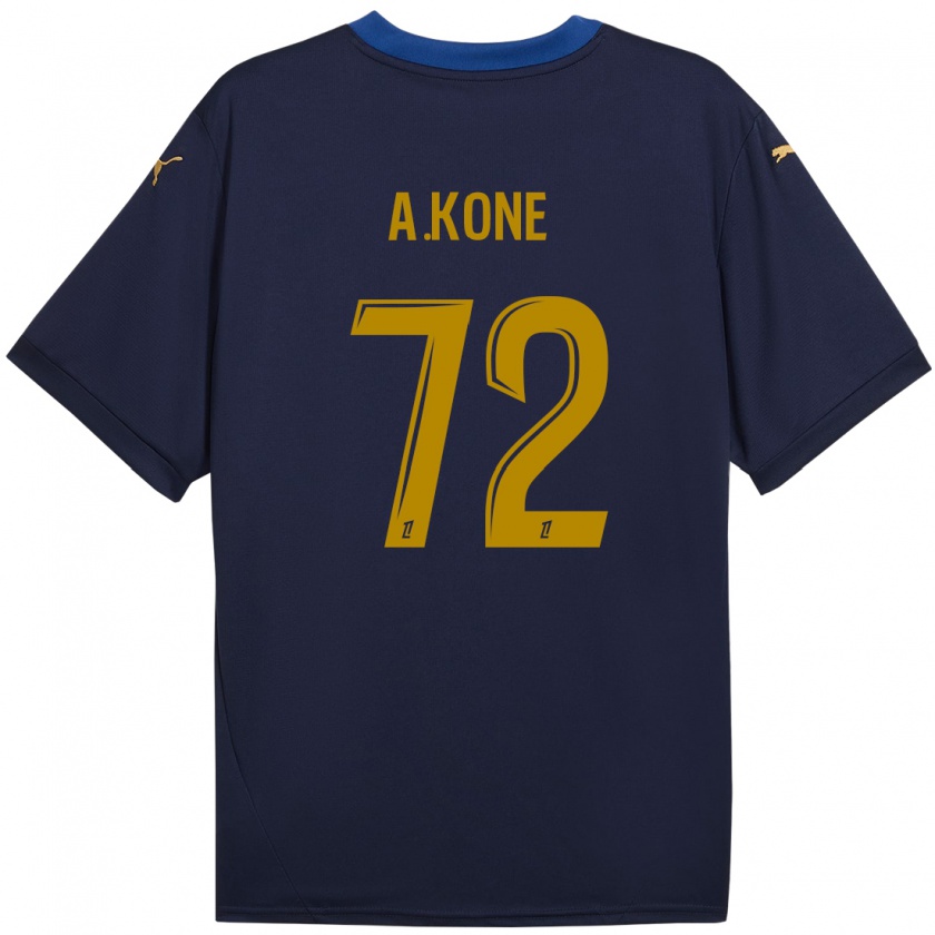 Kandiny Gyermek Amadou Koné #72 Sötétkék Arany Idegenbeli Jersey 2024/25 Mez Póló Ing