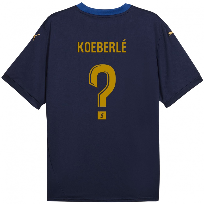 Kandiny Gyermek Samuel Koeberlé #0 Sötétkék Arany Idegenbeli Jersey 2024/25 Mez Póló Ing