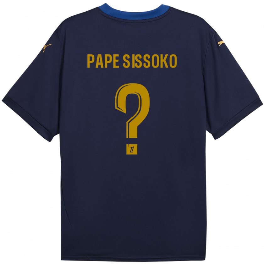 Kandiny Gyermek Niama Pape Sissoko #0 Sötétkék Arany Idegenbeli Jersey 2024/25 Mez Póló Ing