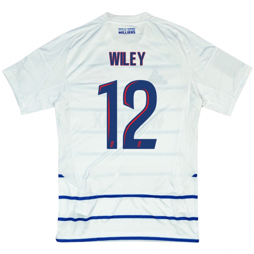 Kandiny Gyermek Caleb Wiley #12 Fehér Kék Idegenbeli Jersey 2024/25 Mez Póló Ing