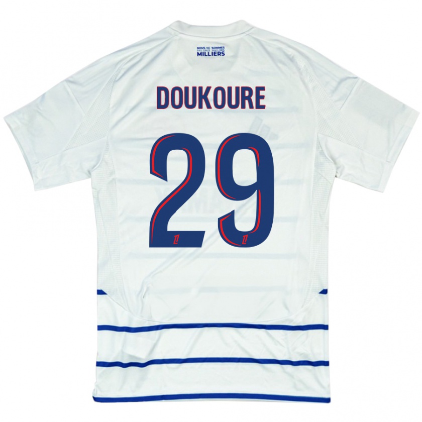 Kandiny Gyermek Ismaël Doukouré #29 Fehér Kék Idegenbeli Jersey 2024/25 Mez Póló Ing