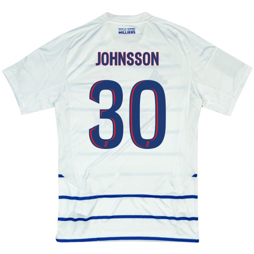 Kandiny Gyermek Karl-Johan Johnsson #30 Fehér Kék Idegenbeli Jersey 2024/25 Mez Póló Ing