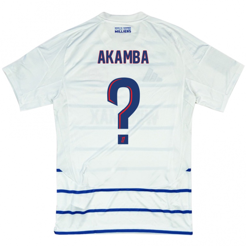 Kandiny Gyermek Fred Akamba #0 Fehér Kék Idegenbeli Jersey 2024/25 Mez Póló Ing