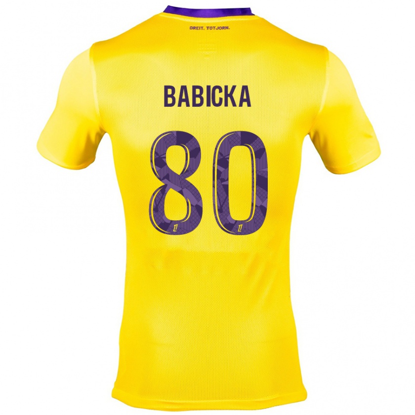 Kandiny Gyermek Shavy Babicka #80 Sárga Lila Idegenbeli Jersey 2024/25 Mez Póló Ing