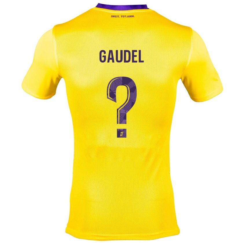 Kandiny Gyermek Raphaël Gaudel #0 Sárga Lila Idegenbeli Jersey 2024/25 Mez Póló Ing