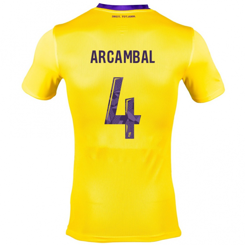 Kandiny Gyermek Anais Arcambal #4 Sárga Lila Idegenbeli Jersey 2024/25 Mez Póló Ing