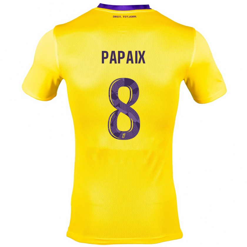 Kandiny Gyermek Pauline Papaix #8 Sárga Lila Idegenbeli Jersey 2024/25 Mez Póló Ing