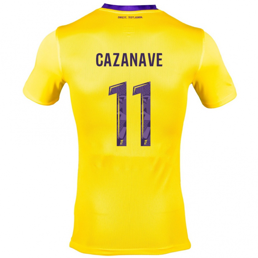 Kandiny Gyermek Julie Cazanave #11 Sárga Lila Idegenbeli Jersey 2024/25 Mez Póló Ing