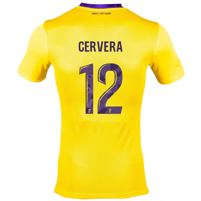 Kandiny Gyermek Laurianne Cervera #12 Sárga Lila Idegenbeli Jersey 2024/25 Mez Póló Ing