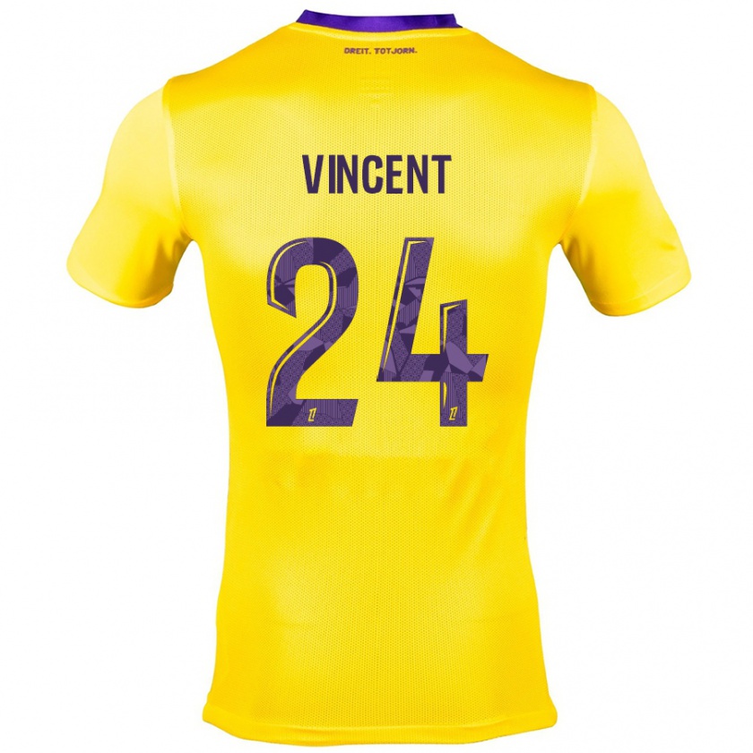 Kandiny Gyermek Magalie Vincent #24 Sárga Lila Idegenbeli Jersey 2024/25 Mez Póló Ing