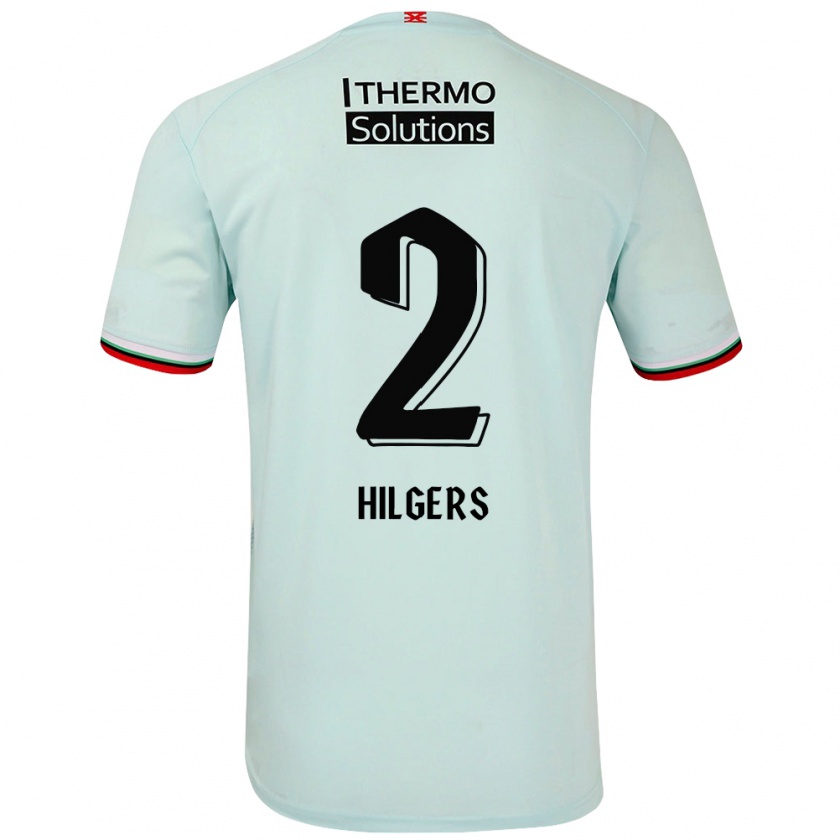 Kandiny Gyermek Mees Hilgers #2 Világoszöld Idegenbeli Jersey 2024/25 Mez Póló Ing