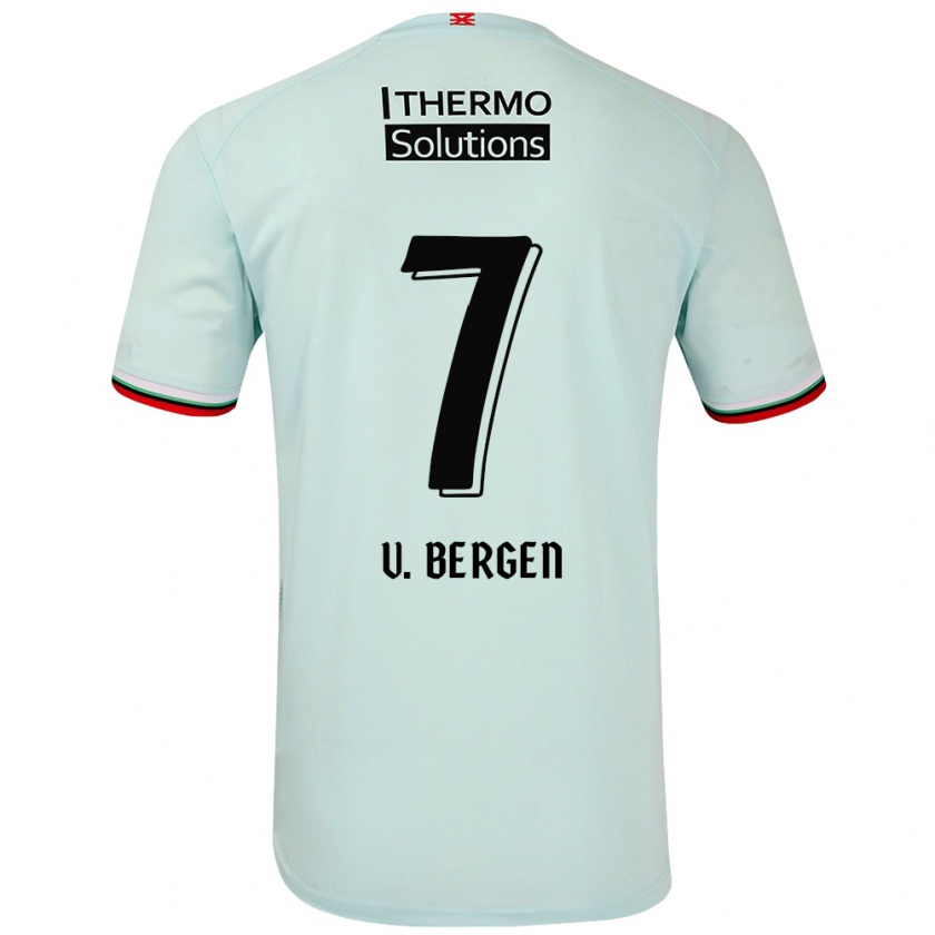 Kandiny Gyermek Mitchell Van Bergen #7 Világoszöld Idegenbeli Jersey 2024/25 Mez Póló Ing