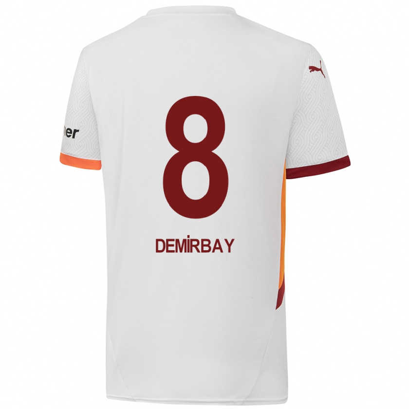 Kandiny Gyermek Kerem Demirbay #8 Fehér Sárga Piros Idegenbeli Jersey 2024/25 Mez Póló Ing