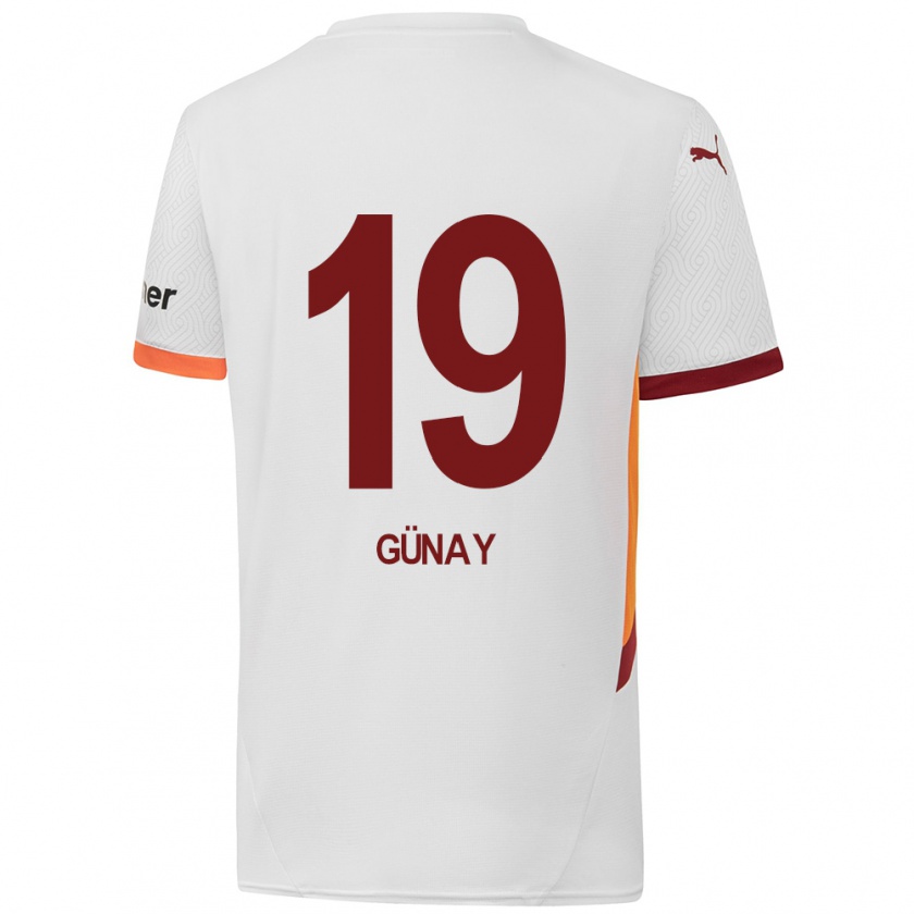 Kandiny Gyermek Günay Güvenç #19 Fehér Sárga Piros Idegenbeli Jersey 2024/25 Mez Póló Ing