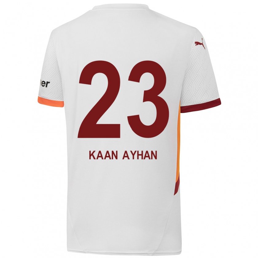 Kandiny Gyermek Kaan Ayhan #23 Fehér Sárga Piros Idegenbeli Jersey 2024/25 Mez Póló Ing