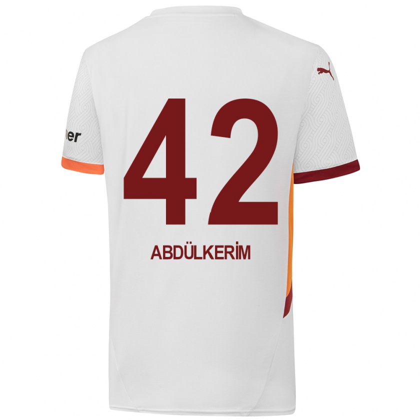 Kandiny Gyermek Abdülkerim Bardakcı #42 Fehér Sárga Piros Idegenbeli Jersey 2024/25 Mez Póló Ing