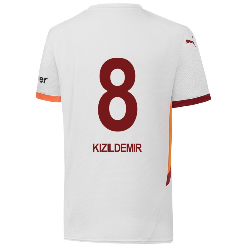 Kandiny Gyermek Berk Kızıldemir #8 Fehér Sárga Piros Idegenbeli Jersey 2024/25 Mez Póló Ing