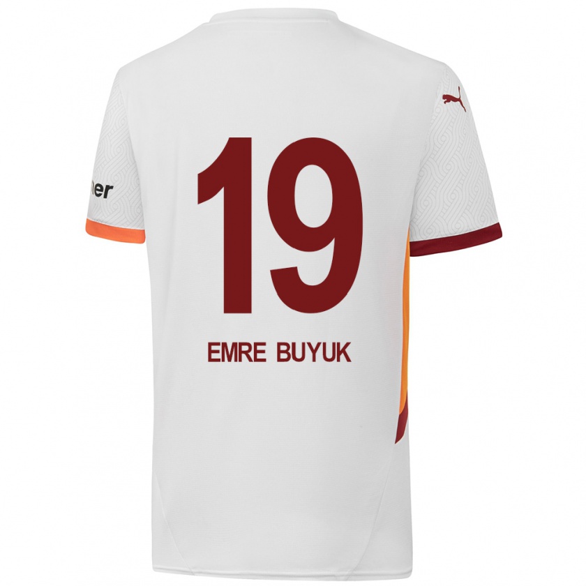 Kandiny Gyermek Enes Emre Büyük #19 Fehér Sárga Piros Idegenbeli Jersey 2024/25 Mez Póló Ing