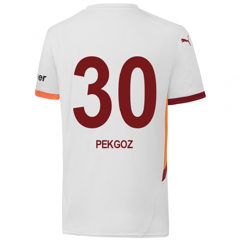 Kandiny Gyermek Berra Pekgöz #30 Fehér Sárga Piros Idegenbeli Jersey 2024/25 Mez Póló Ing