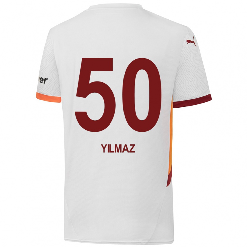 Kandiny Gyermek Jankat Yılmaz #50 Fehér Sárga Piros Idegenbeli Jersey 2024/25 Mez Póló Ing