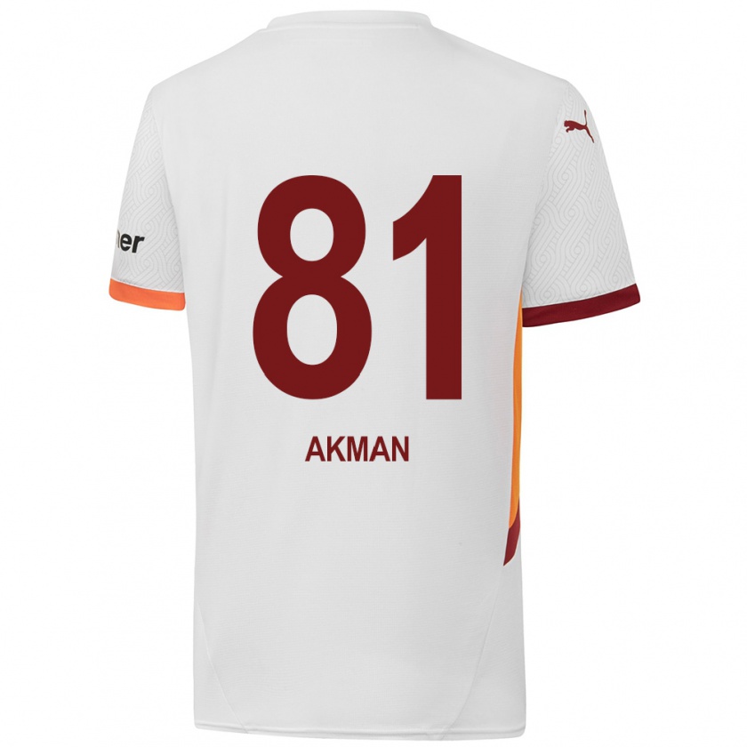 Kandiny Gyermek Hamza Akman #81 Fehér Sárga Piros Idegenbeli Jersey 2024/25 Mez Póló Ing