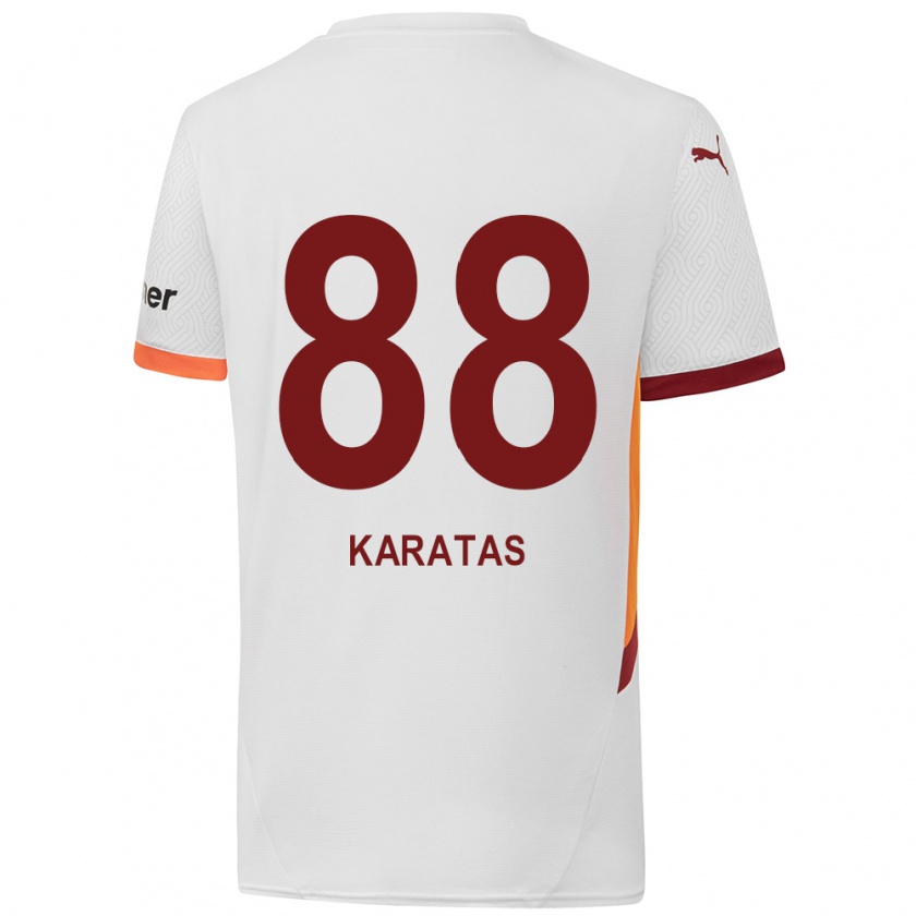 Kandiny Gyermek Kazımcan Karataş #88 Fehér Sárga Piros Idegenbeli Jersey 2024/25 Mez Póló Ing